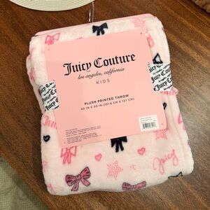 Juicy Couture Pink and White Kids Throw